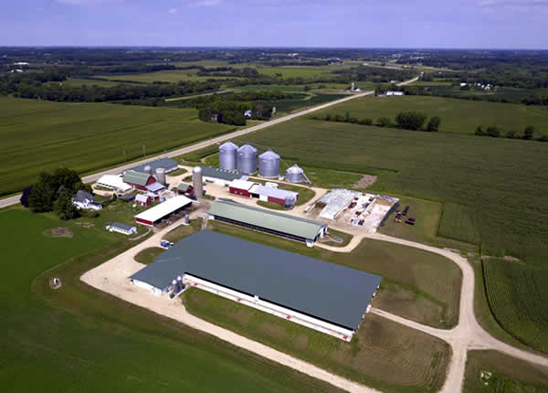 Hinchley's Dairy Farm Aerial View in WI
